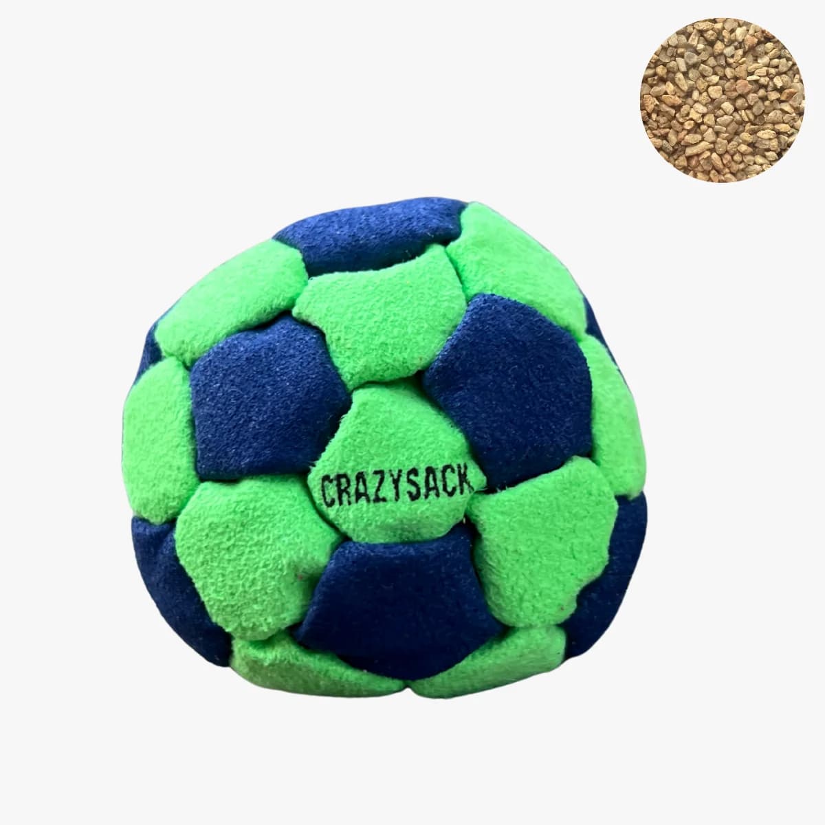 32 Panels Footbag mit Sandfüllung – Crazy Sack Kickball & Jonglierball (grün-dunkelblau)