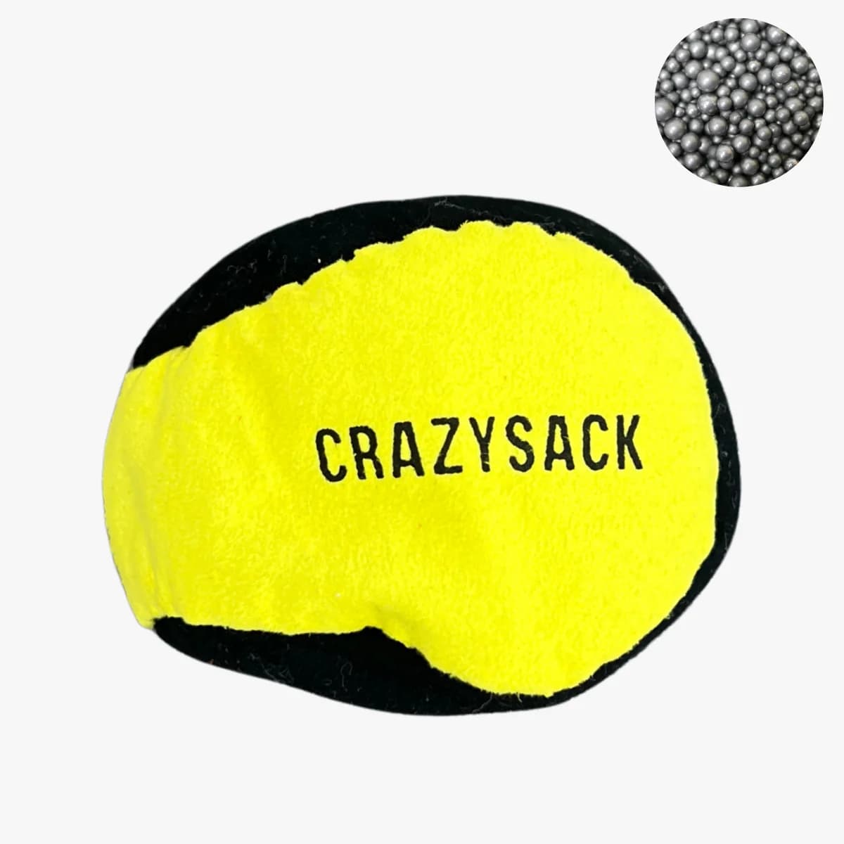 2 Panels Footbag mit Metallkugel Füllung - Crazy Sack Jonglierball & Kickball (schwarz-gelb)