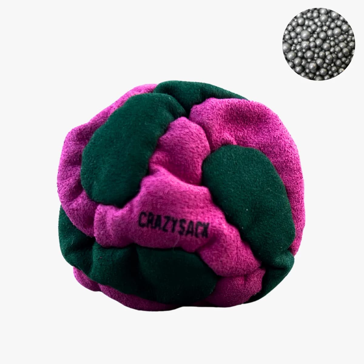 14 Panels Footbag mit Metallkugel - Crazy Sack Jonglierball & Kickball (grün-pink)